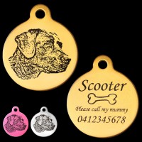 Black Labrador Engraved 31mm Large Round Pet Dog ID Tag